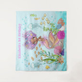 海の背景の下の茶色の小さな人魚 タペストリー (正面)