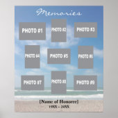 海の背景を使った追悼写真コラージュ ポスター (正面)