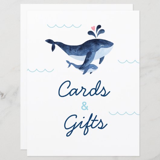 海の航海のカードとギフトの下のクジラ (正面/裏面)