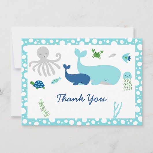 海の航海の下で赤ちゃんシャワーありがとう サンキューカード (正面)