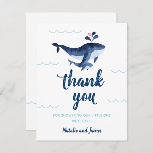 海の航海の下の鯨にシャワー感謝していよ サンキューカード (正面/裏面)