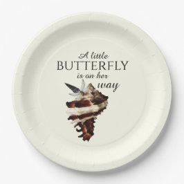 海の航海の貝殻の下でシックな蝶 ペーパープレート