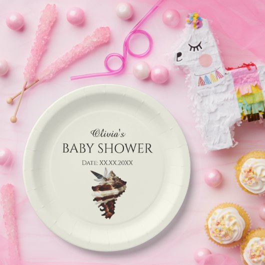 海の航海の貝殻の下でシックな蝶 ペーパープレート (パーティー)