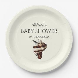 海の航海の貝殻の下でシックな蝶 ペーパープレート