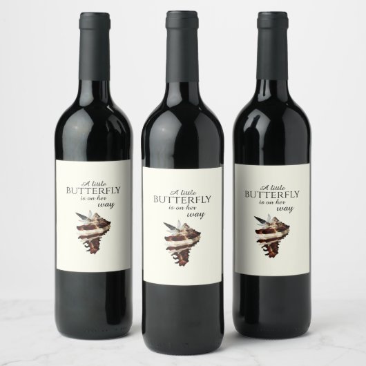 海の航海の貝殻の下でシックな蝶 ワインラベル (ボトル)