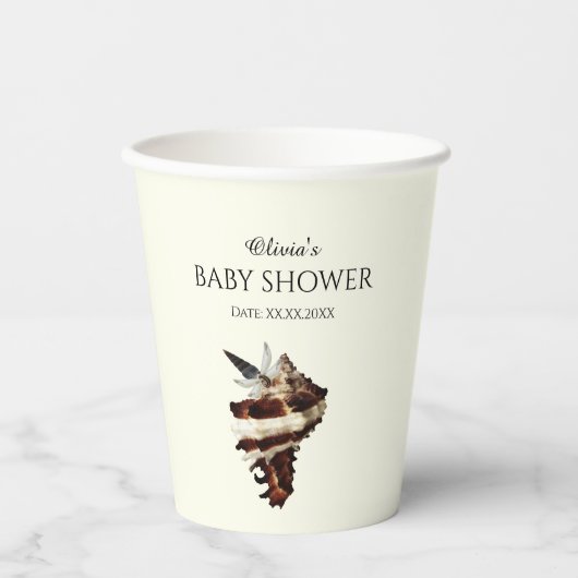 海の航海の貝殻の下でシックな蝶 紙コップ (正面)