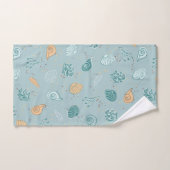 海の航海の貝類模様の海洋生物沿岸 バスタオルセット (ハンドタオル)