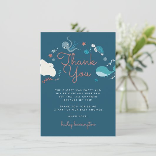 海の航海の赤ちゃんシャワーを浴びてかわいい サンキューカード (スタンド正面)