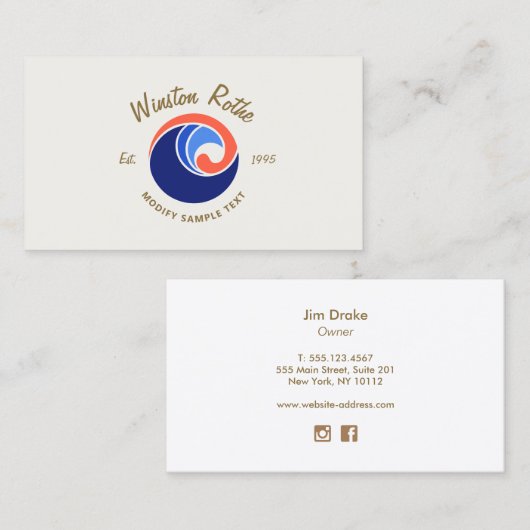 海の航海のWaveロゴ 名刺 (正面/裏面)