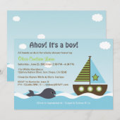 海の航海船の赤ちゃん男の子ベビーシャワー招待状 招待状 (正面/裏面)