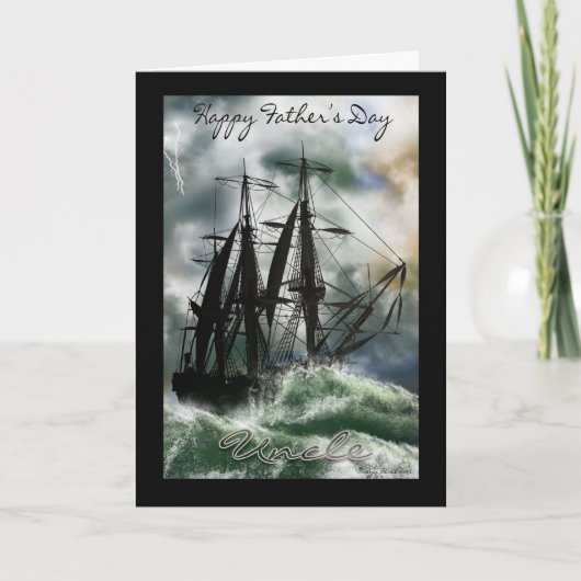 海の船が付いている叔父さん父の日カード カード (正面)