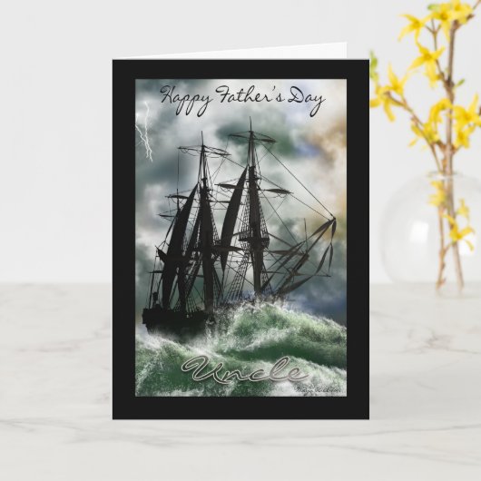 海の船が付いている叔父さん父の日カード カード (黄色い花)