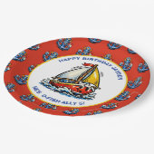 海の船舶のヨット少年の誕生日パーティー ペーパープレート (アングル)