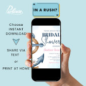 海の花のアンカー ストライプ ブライダルシャワー 招待状