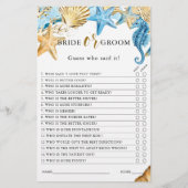 海の花嫁または新郎の下のブライダルシャワーゲーム (正面)