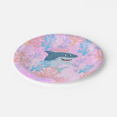 海の虹のグラデーションの下の子供の魔法のサメ ペーパープレート (アングル)