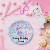 海の虹のパステルの下の子供の魔法の人魚 ペーパープレート (パーティー)