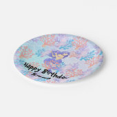 海の虹のパステルの下の子供の魔法の人魚 ペーパープレート (アングル)