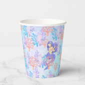 海の虹のパステルの下の子供の魔法の人魚 紙コップ (裏面)