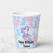 海の虹のパステルの下の子供の魔法の人魚 紙コップ (正面)