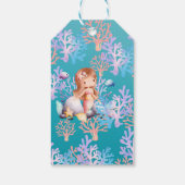 海の虹のパステルの下の少女の魔法の人魚 ギフトタグ (裏面)