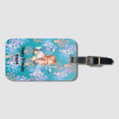 海の虹のパステルの下の少女の魔法の人魚 ラゲッジタグ (正面横)