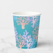 海の虹のパステルの下の少女の魔法の人魚 紙コップ (裏面)