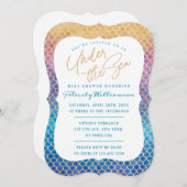 海の虹の人魚の赤ちゃんはかりで測のシャワーの下で 招待状 (正面/裏面)