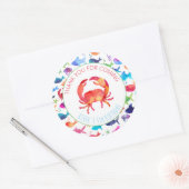 海の虹の水色の魚の下にありがとう ラウンドシール (封筒)