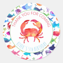 海の虹の水色の魚の下にありがとう ラウンドシール