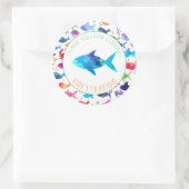 海の虹の水色の魚の下にありがとう ラウンドシール (バッグ)