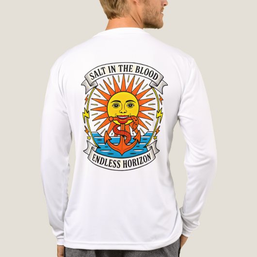 海の血潮に流れる太陽と錨の航海アドベンチャー トライブレンドＴシャツ (背面)