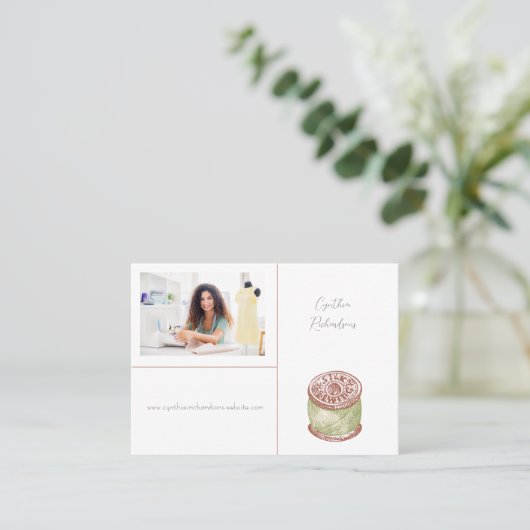 海の裁縫手作りドレスメイキング写真 名刺 (スタンド正面)