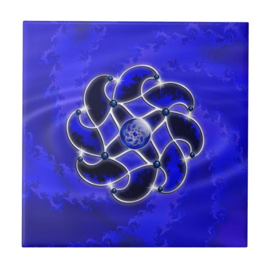 海の装飾的なタイルとして青 タイル (正面)