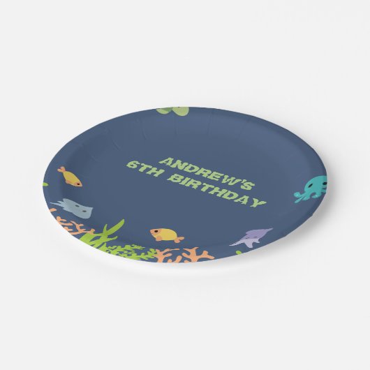 海の誕生会のプレートの下 ペーパープレート (アングル)