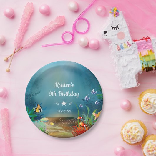 海の誕生会の下の海礁 ペーパープレート (パーティー)