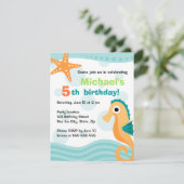 海の誕生日におもしろいを楽しめるかわいい船 招待状 (スタンド正面)