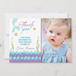 海の誕生日のサンキューカードの下の人魚 サンキューカード