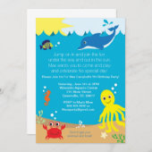 海の誕生日のパーティの招待状の下 招待状 (正面/裏面)