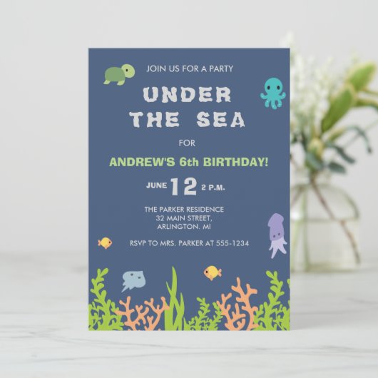 海の誕生日のパーティの招待状の下 招待状 (スタンド正面)