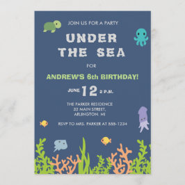 海の誕生日のパーティの招待状の下 招待状