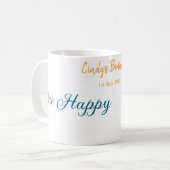 海の誕生日の下で幸せな青いタコが1羽 コーヒーマグカップ (正面左)