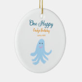 海の誕生日の下で幸せな青いタコが1羽 セラミックオーナメント (右)