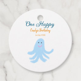 海の誕生日の下で幸せな青いタコが1羽 フェイバータグ