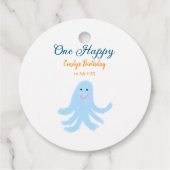 海の誕生日の下で幸せな青いタコが1羽 フェイバータグ (裏面)