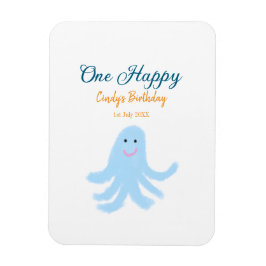 海の誕生日の下で幸せな青いタコが1羽 マグネット