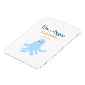 海の誕生日の下で幸せな青いタコが1羽 マグネット (左側)