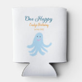 海の誕生日の下で幸せな青いタコが1羽 缶クーラー (裏面)