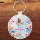 海の誕生日の下のマーメイド写真 キーホルダー (正面)