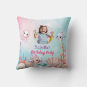 海の誕生日の下のマーメイド写真 クッション (裏面)